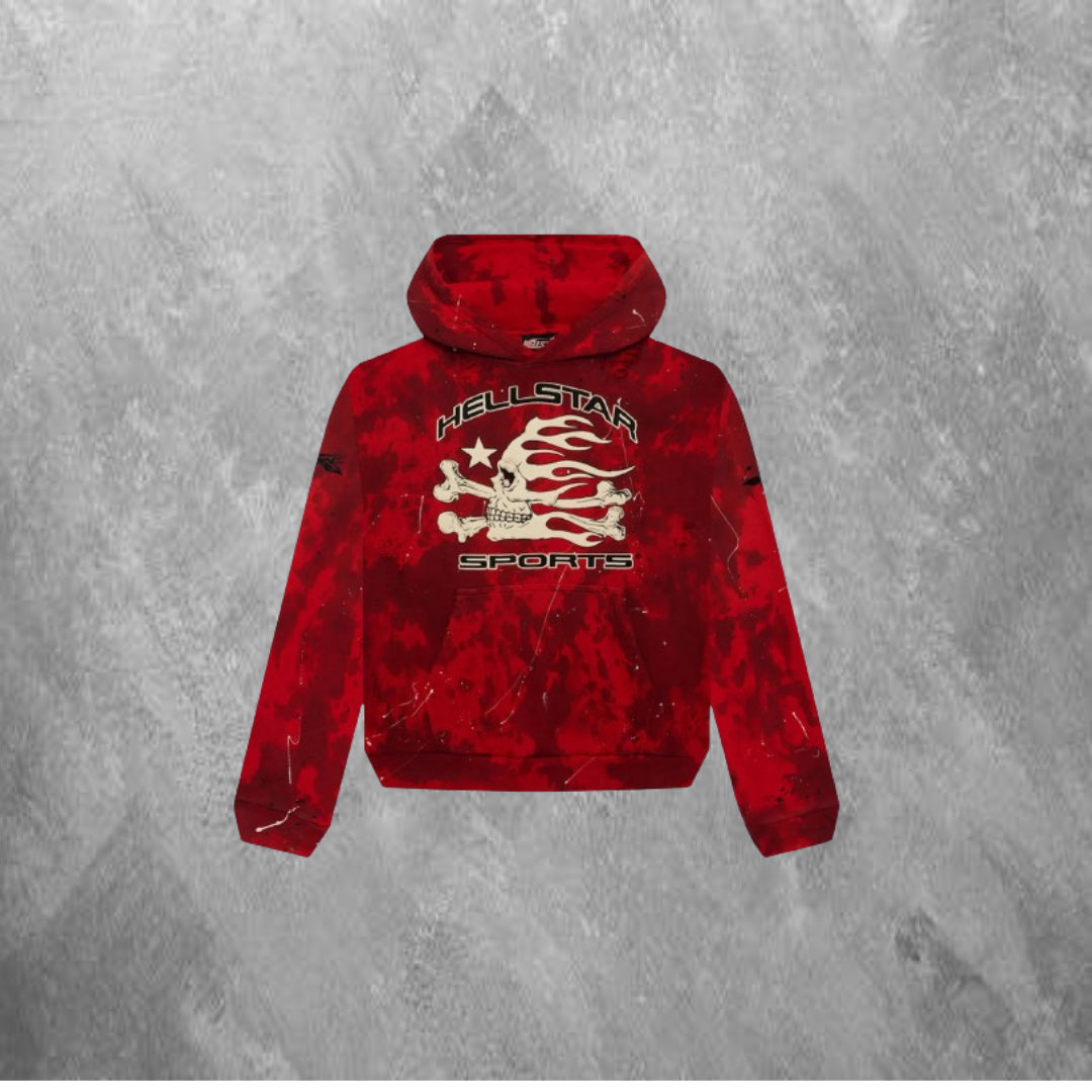 AMAINESHOP • HELLSTR SPORTS TIE-DYE SKULL *RED* CLOTHING 🏷️